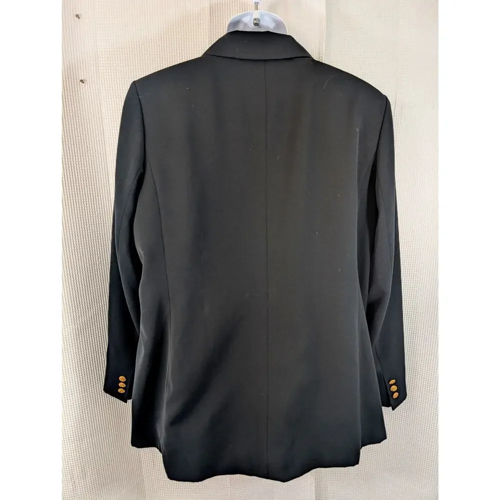 L.L. BEAN! LUXE BLACK DRESS JACKET, BLAZER, GOLD BUTTONS, MACHINE WASHABLE! 18R